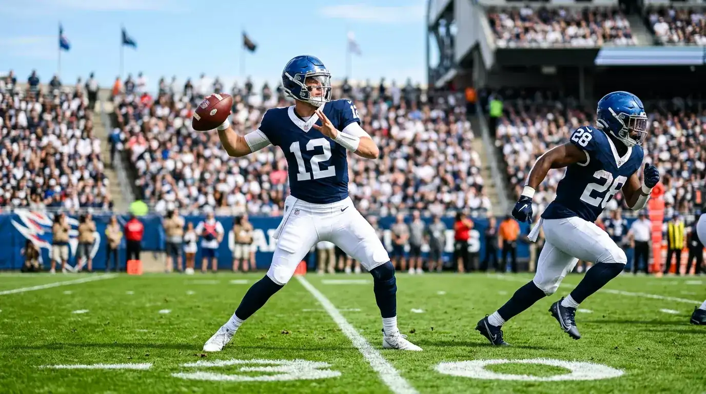 NFL players in action representing player, game and team prop bet families